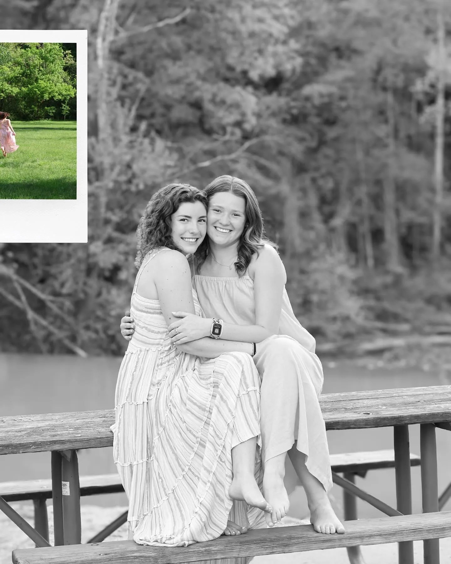 Picture of two girls on a picnic table